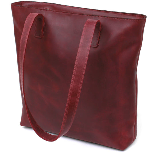 Vintage Women's Shopper Bag SHVIGEL 16350 Burgundy - Genuine Leather from Ukraine