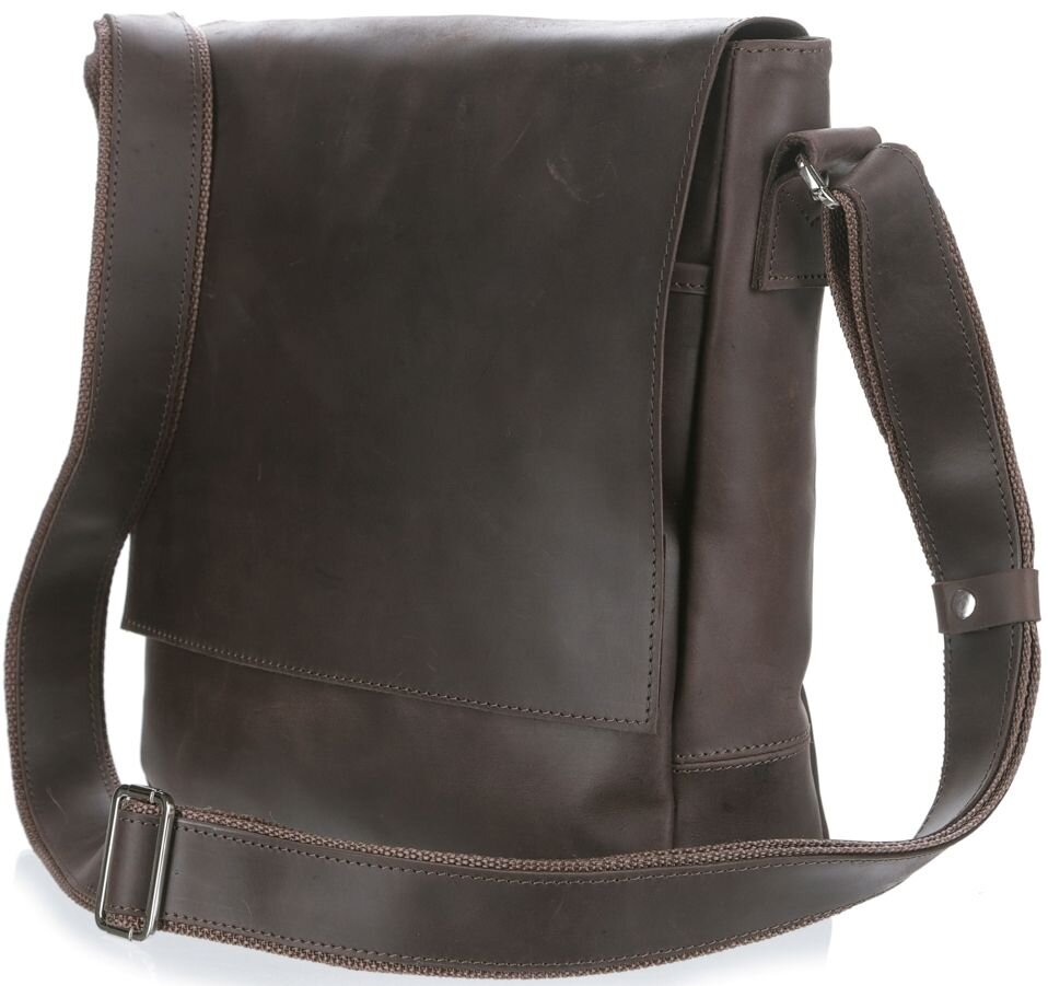 Messenger Bag SHVIGEL 00886 Brown Genuine Leather Handmade in Ukraine