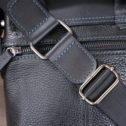 Men's Leather Combo Bag SHVIGEL 11174 Black Natural Leather Durable Design