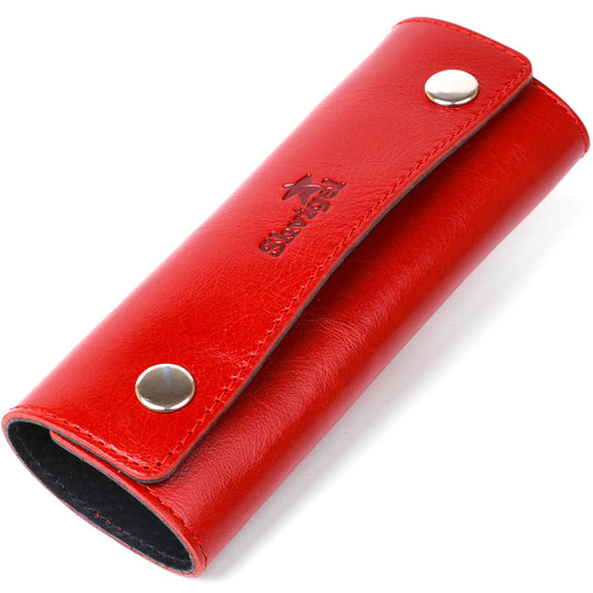 Stylish Women's Leather Key Holder SHVIGEL 16530 Red Genuine Leather for Keys