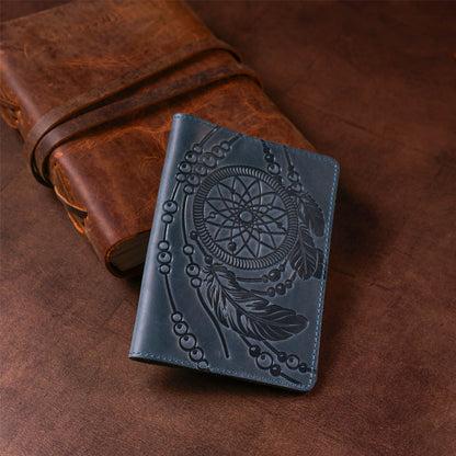 Passport Cover SHVIGEL 13795 Blue Genuine Leather - Ukrainian Craftsmanship