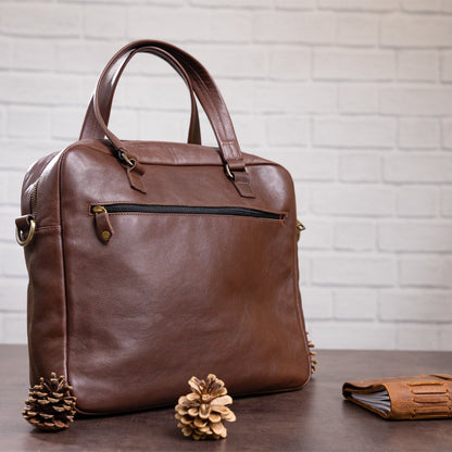 Men's Leather Laptop Bag SHVIGEL 19109 Brown Made of Genuine Leather
