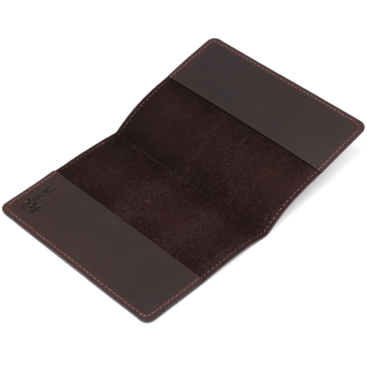 Leather Passport Cover SHVIGEL 13918 Brown Natural Leather Ukrainian Design Features