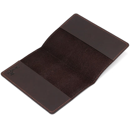 Leather Passport Cover SHVIGEL 13918 Brown Natural Leather Ukrainian Design Features