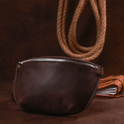 Matte Women's Belt Bag SHVIGEL 16395 Brown Genuine Leather Durable Design
