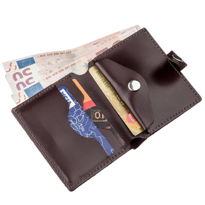 Vertical Leather Wallet for Men SHVIGEL 16218 Brown - Natural Leather, Coin Pocket
