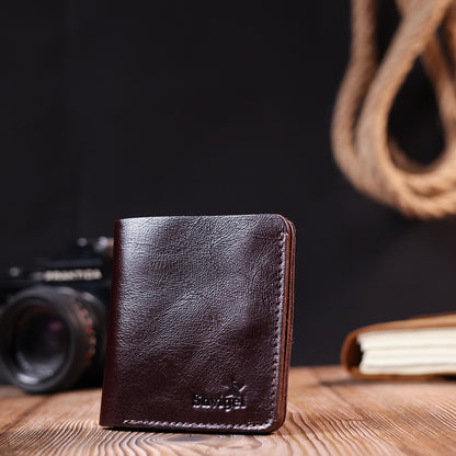 Stylish Men's Leather Wallet SHVIGEL 16610 Brown Genuine Leather Material