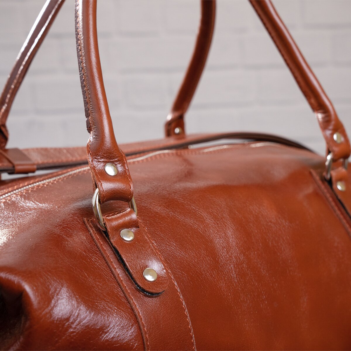 Travel Bag SHVIGEL 00882 in Ruda Color - Handmade from Natural Leather, Ukraine