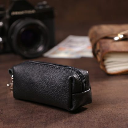 Leather Key Holder Tube SHVIGEL 16226 Black - Natural Leather Classic Design for Keys