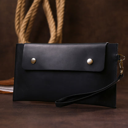 Unisex Matte Leather Travel Cosmetic Bag SHVIGEL 16426 Black Made in Ukraine