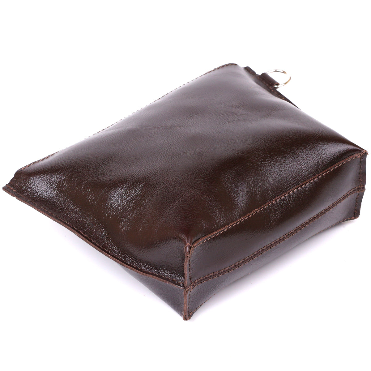 Leather Cosmetic Bag SHVIGEL 16414 Brown - Natural Leather, Compact Design for Essentials