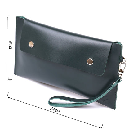 Leather Travel Cosmetic Bag SHVIGEL 16423 Green Natural Leather Design