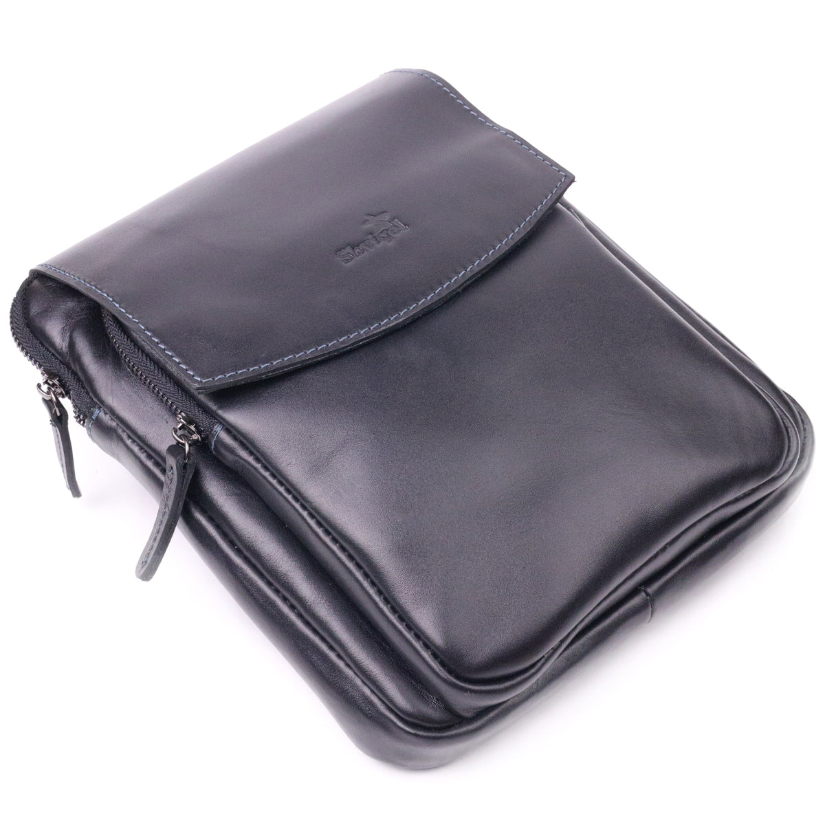 Men's Smooth Genuine Leather Bag SHVIGEL 18721 Black - Premium Quality Ukraine