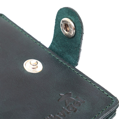 Unisex Mat Wallet SHVIGEL 16477 Green Natural Leather from Ukraine