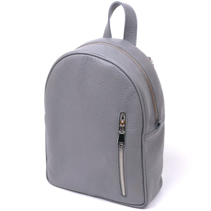 Practical Women's Backpack SHVIGEL 16323 Gray, Natural Leather, Ukrainian Craftsmanship