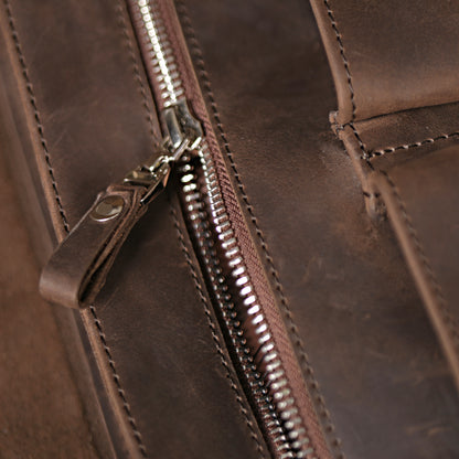 Vintage Leather Bag SHVIGEL 00998 Brown Natural Leather, Made in Ukraine