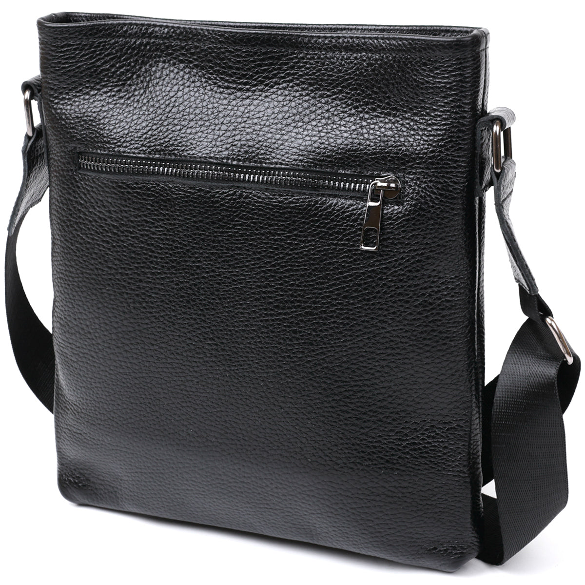 Stylish Leather Shoulder Bag for Men by SHVIGEL 11604 in Black, Made of Natural Leather