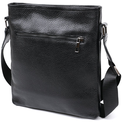 Stylish Leather Shoulder Bag for Men by SHVIGEL 11604 in Black, Made of Natural Leather