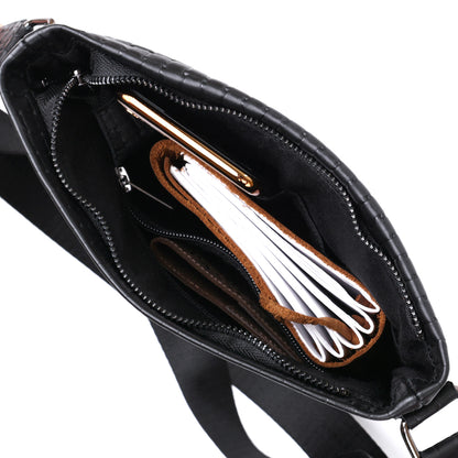 Leather Crossbody Bag for Men SHVIGEL 11600 Black Genuine Leather Quality