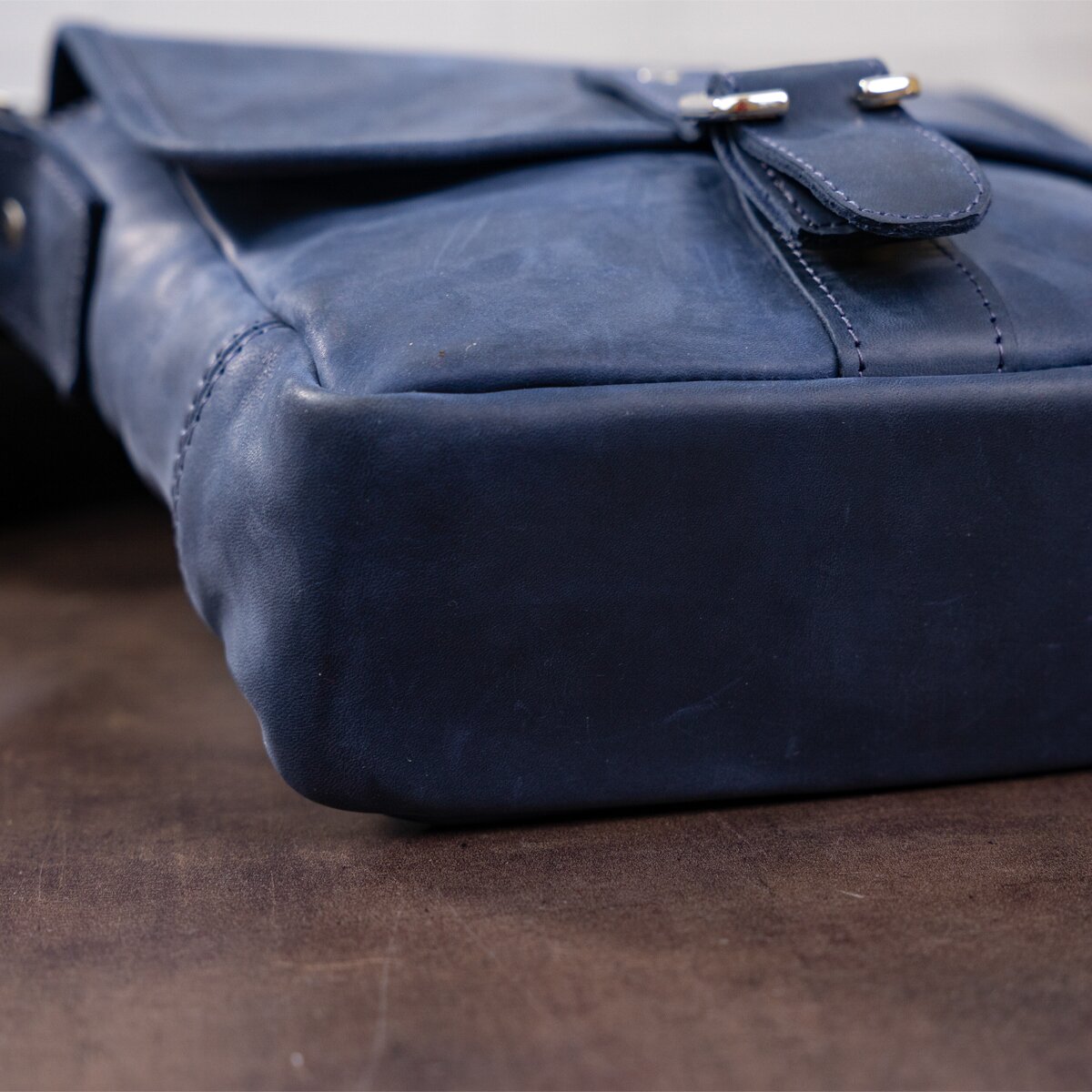 Natural Leather Handbag SHVIGEL 11015 Blue - Ukrainian Quality Craftsmanship