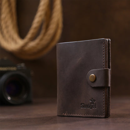 Leather Men's Wallet SHVIGEL 16475 Brown Premium Natural Leather - Ukrainian Craftsmanship