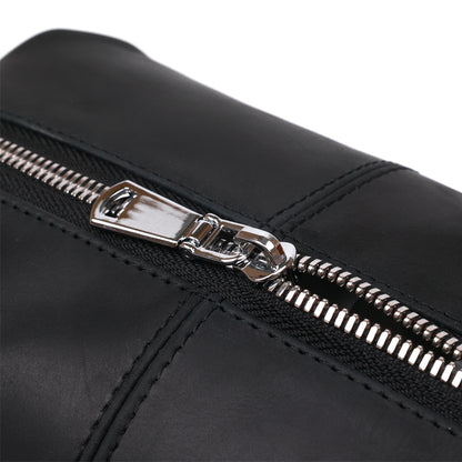 Stylish Vintage Cosmetic Bag SHVIGEL 16397 Black Natural Leather Made in Ukraine