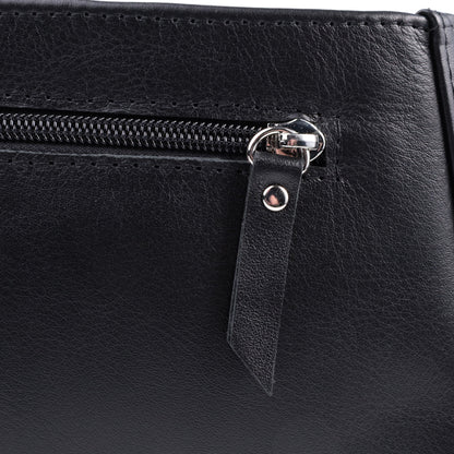 Ladies' Baguette Bag with Detachable Chain and Strap, SHVIGEL 22838, Black Leather