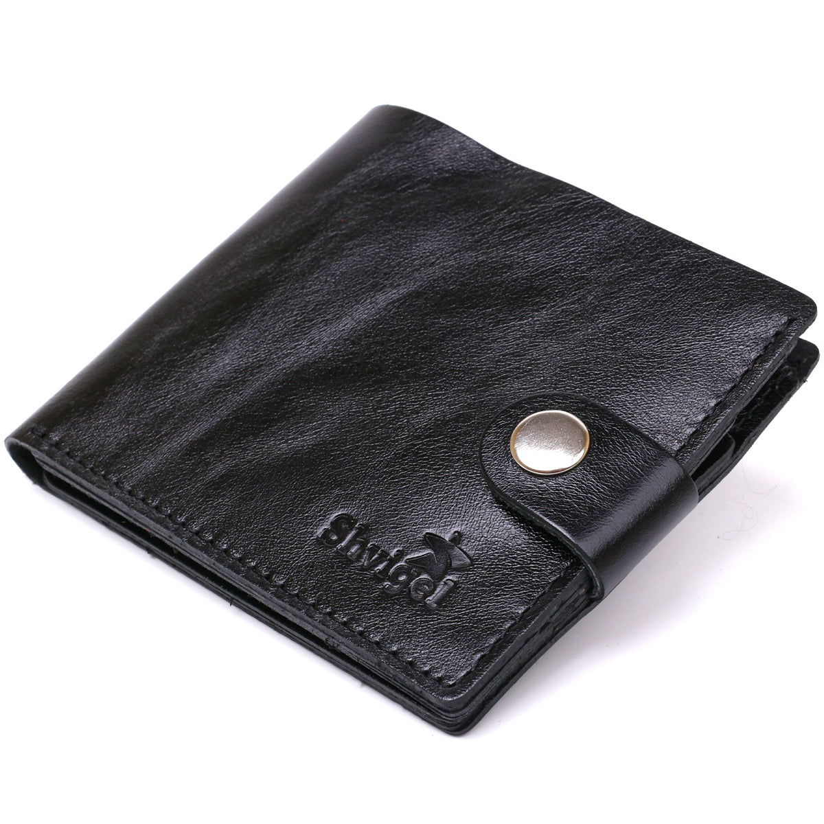 Leather Men's Wallet SHVIGEL 16439 Black Genuine Leather Handmade in Ukraine