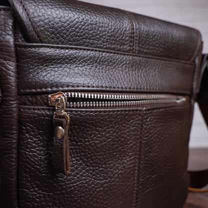 Leather Handbag SHVIGEL 00854 Brown - Genuine Leather, Made in Ukraine