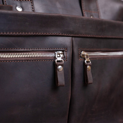 Leather Laptop Bag SHVIGEL 11020 Brown Natural Leather Handmade in Ukraine