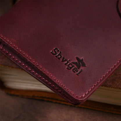 Women's Vintage Leather Wallet SHVIGEL 16166 Burgundy Natural Leather Design