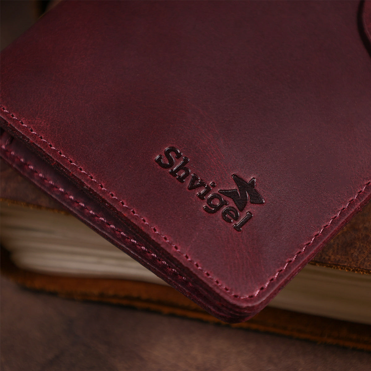 Women's Vintage Leather Wallet SHVIGEL 16166 Burgundy Natural Leather Design