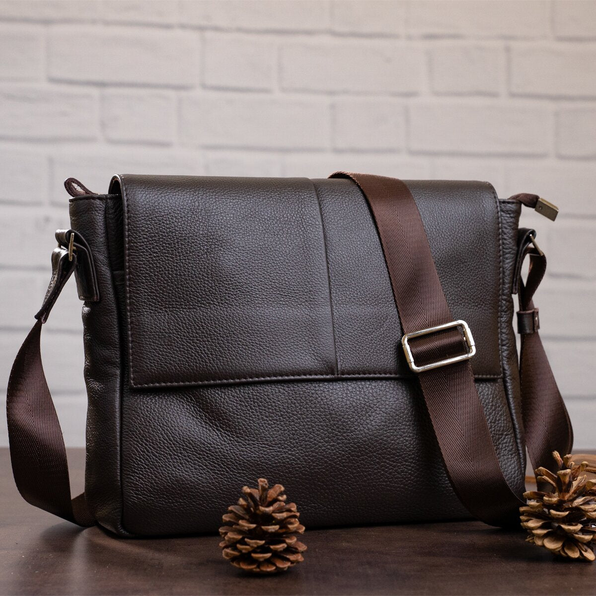Leather Bag SHVIGEL 00798 Brown, Made in Ukraine, Genuine Leather Material