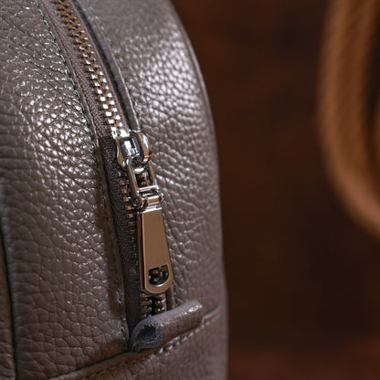 Practical Women's Backpack SHVIGEL 16323 Gray, Natural Leather, Ukrainian Craftsmanship