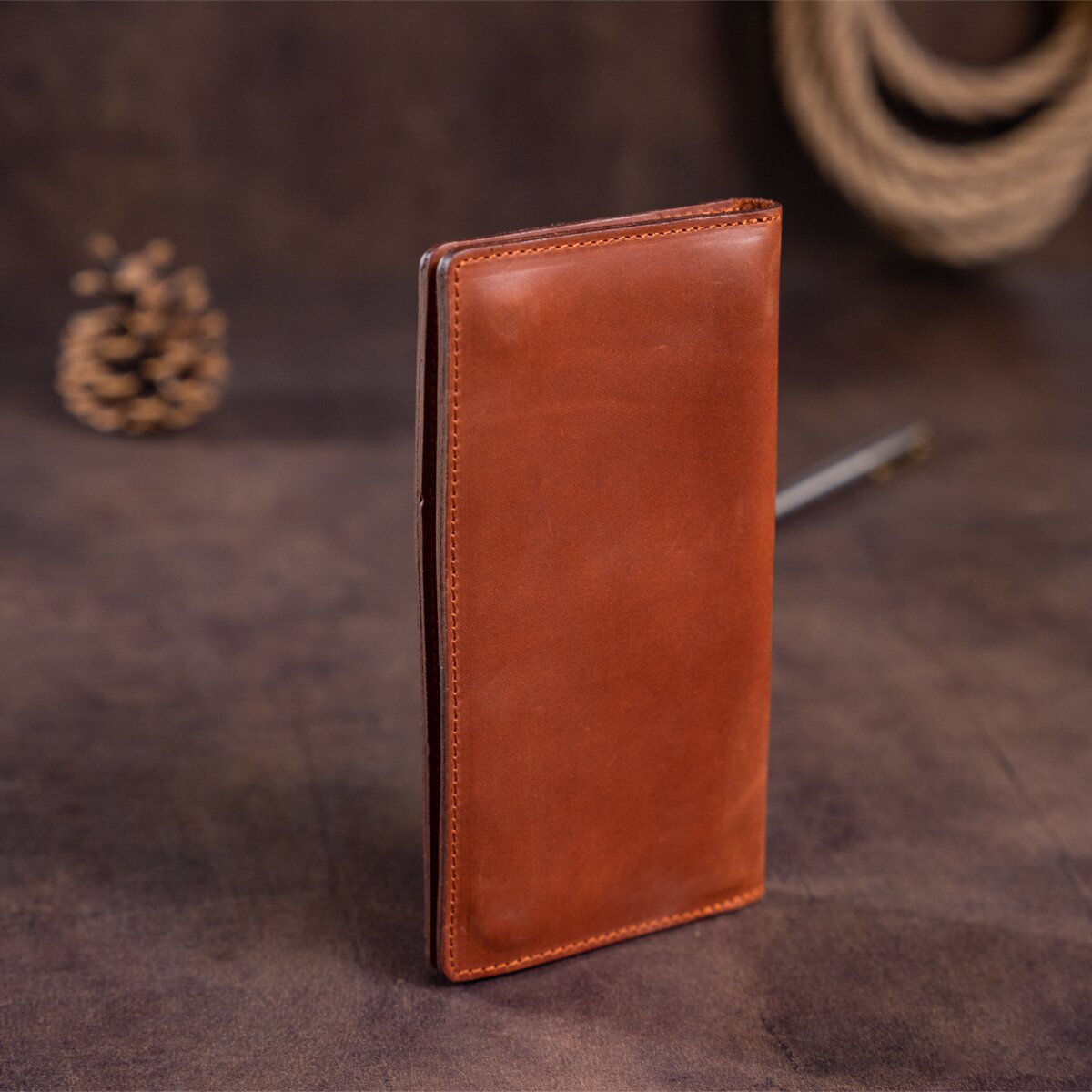 Men's Vertical Wallet SHVIGEL 16199 Red Matte Genuine Leather from Ukraine