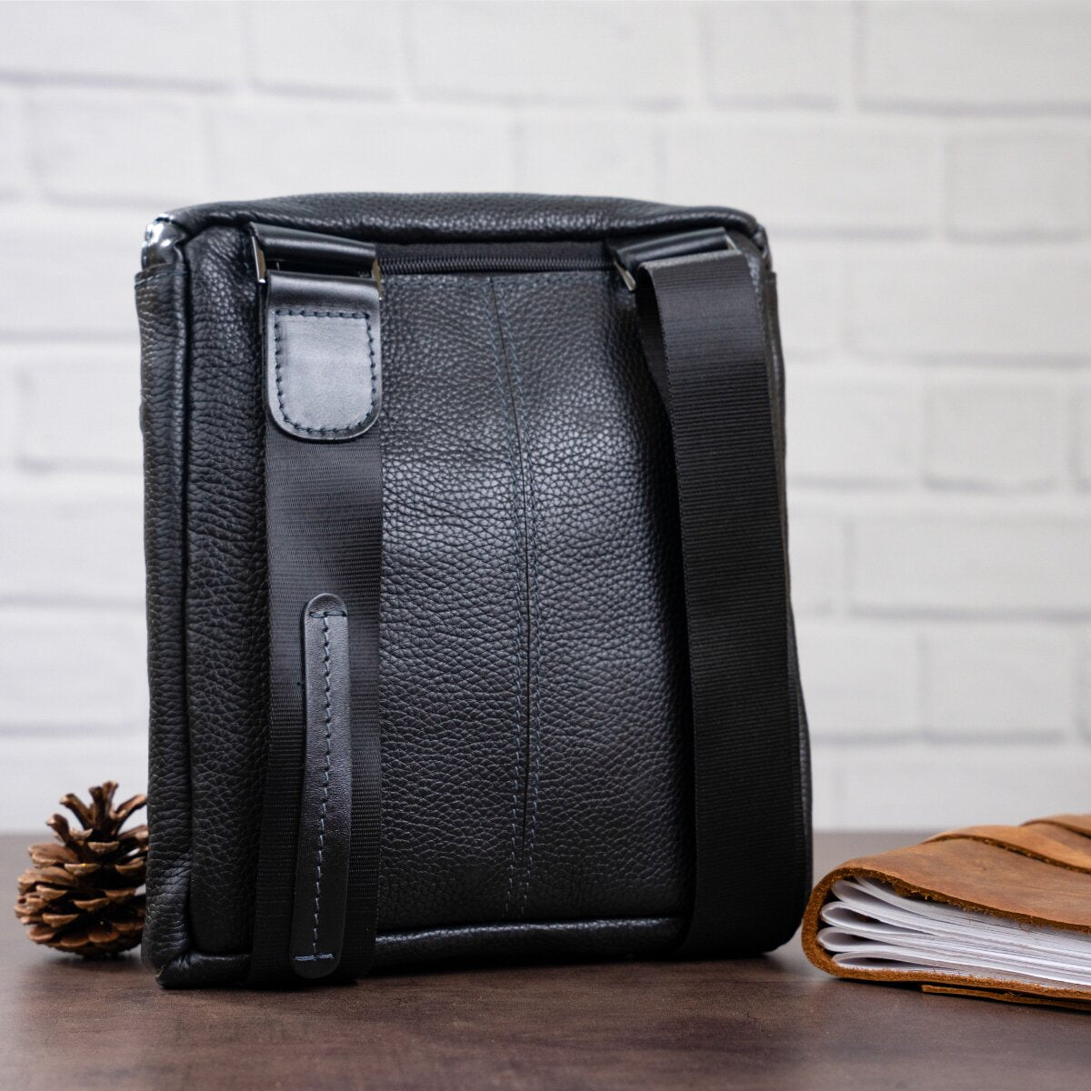 Men's Leather Bag SHVIGEL 11102 Black Genuine Leather Made in Ukraine
