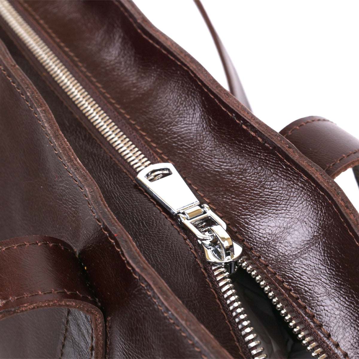 Leather Women's Tote Bag SHVIGEL 16370 Brown Natural Leather Ukrainian Craftsmanship