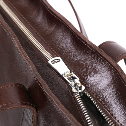 Leather Women's Tote Bag SHVIGEL 16370 Brown Natural Leather Ukrainian Craftsmanship