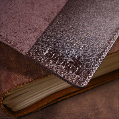 Leather Passport Holder with Card and Frame SHVIGEL 13983 Brown Natural Leather for Passport from Ukraine