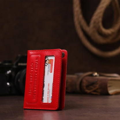 Compact Document Cover SHVIGEL 13978 Red Genuine Leather for MVS Ukraine