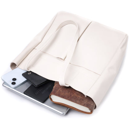 Spacious SHVIGEL Leather Shopper Bag 22843 Beige Made in Ukraine – Durable Design