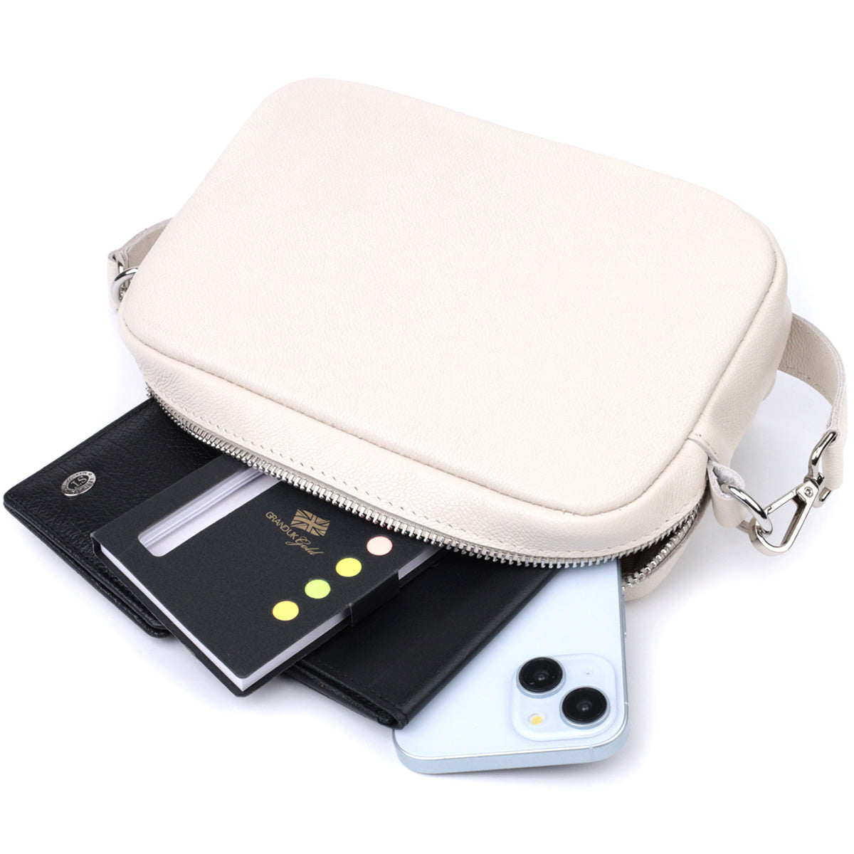Classic Women's Crossbody Bag SHVIGEL 22839 Beige Natural Leather Design
