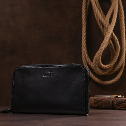 Men's Leather Clutch SHVIGEL 11082 Black Crafted from Natural Leather - Ukraine Made
