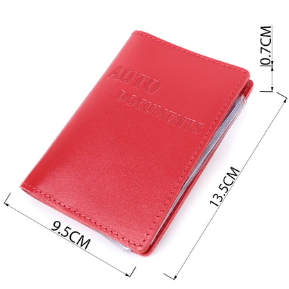 Bright Red Natural Leather Auto Document Cover SHVIGEL 16161 for Driver's License and Passport