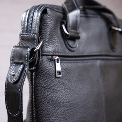 Leather Men's Bag SHVIGEL 11114 Black Natural Leather Stylish Design