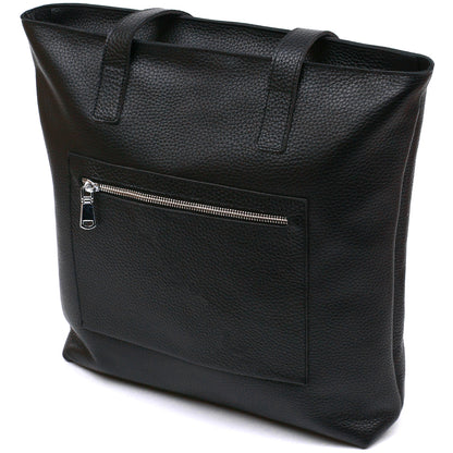Leather Universal Women's Bag SHVIGEL 16354 Black - Natural Leather, Ukrainian Craftsmanship