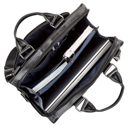 Men's Leather Bag SHVIGEL 11116 Black High-Quality Natural Leather from Ukraine