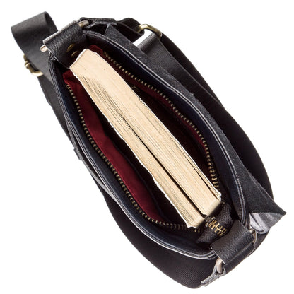 Men's Leather Messenger Bag SHVIGEL 19113 Black Natural Leather High Quality
