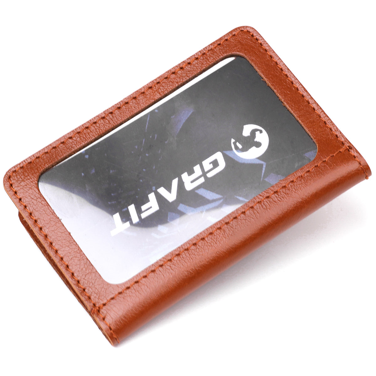 Leather Document Holder for Driver's License or ID Card SHVIGEL 13963 Brown Genuine Leather, Made in Ukraine
