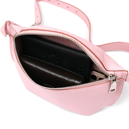 Women's Leather Banana Bag SHVIGEL 16375 Pink Natural Leather Durable Design